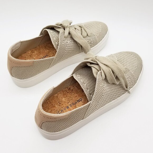 Lucky Brand Talena Knit Platform Sneakers Shimmer Natural Size 7.5 Stretch $79 - Picture 10 of 16